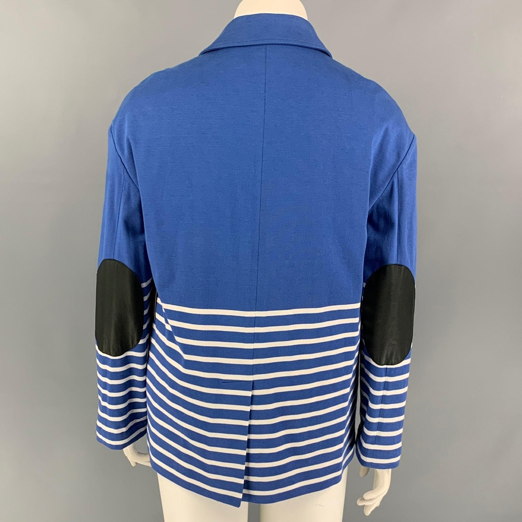 BAND OF OUTSIDERS Size L Blue White Stripe Cotton Oversized Jacket In Good Condition For Sale In San Francisco, CA