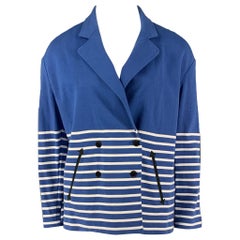BAND OF OUTSIDERS Giacca oversize in cotone a righe bianche e blu, taglia L. Whiting