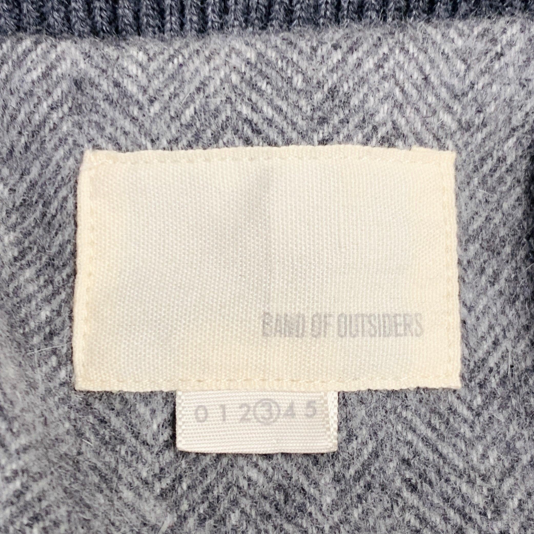 BAND OF OUTSIDERS Size L Grey Virgin Wool Mohair Herringbone Bomber Jacket For Sale 1