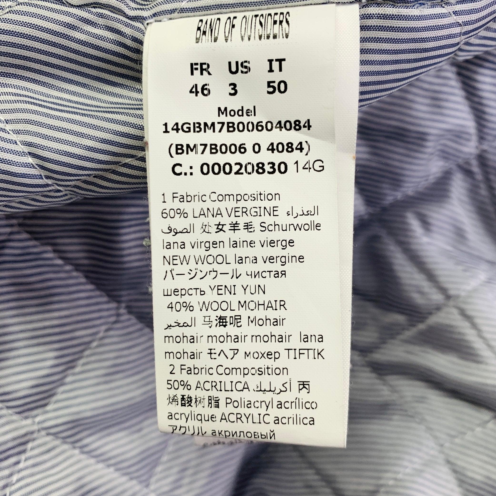 BAND OF OUTSIDERS Size L Grey Virgin Wool Mohair Herringbone Bomber Jacket For Sale 3