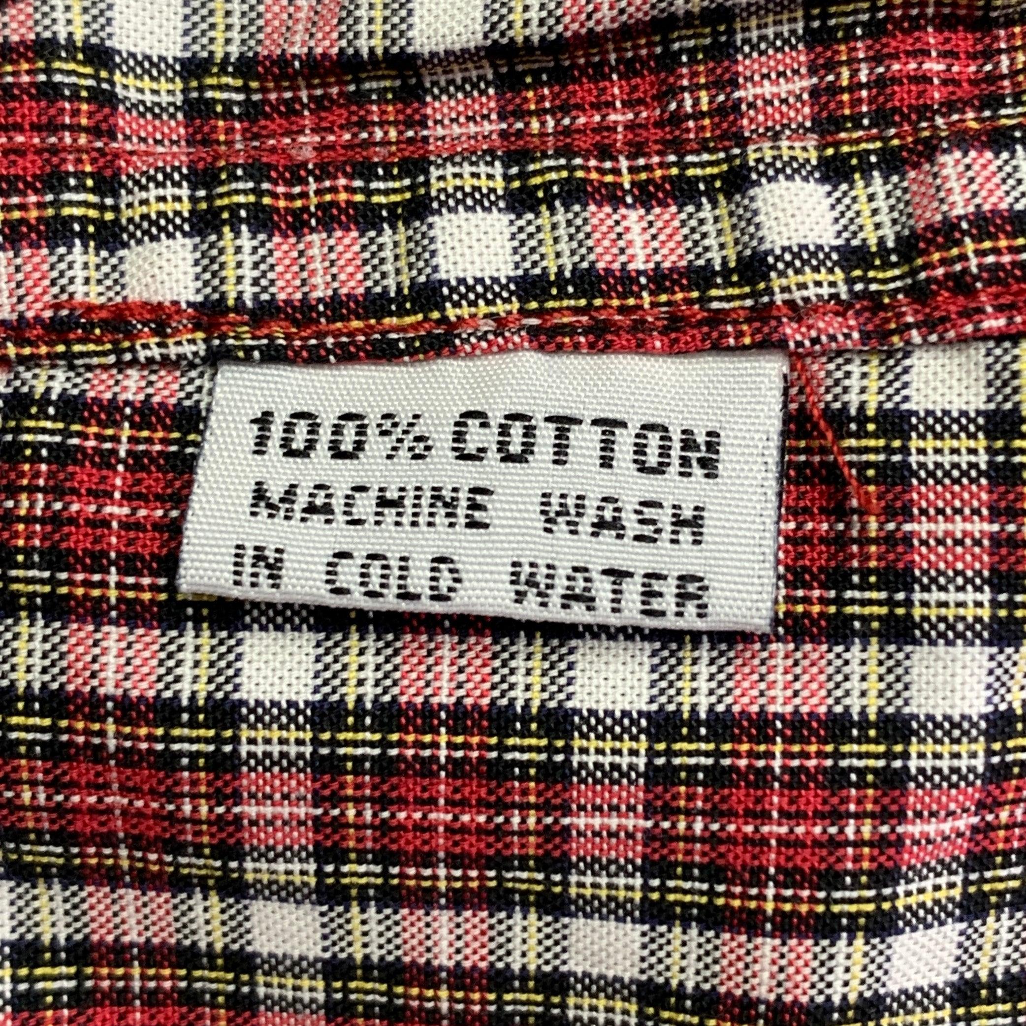 BAND OF OUTSIDERS Size L Red White Plaid Cotton Button Down Collar One Pocket Long Sleeve Shirt For Sale 2