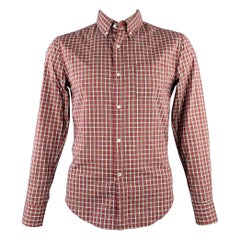 BAND OF OUTSIDERS Size L Red White Plaid Cotton Button Down Collar One Pocket Long Sleeve Shirt