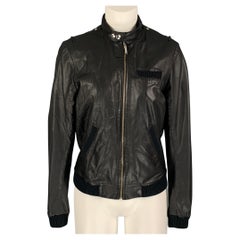 BAND OF OUTSIDERS Size M Black Leather Solid Zip Up Jacket