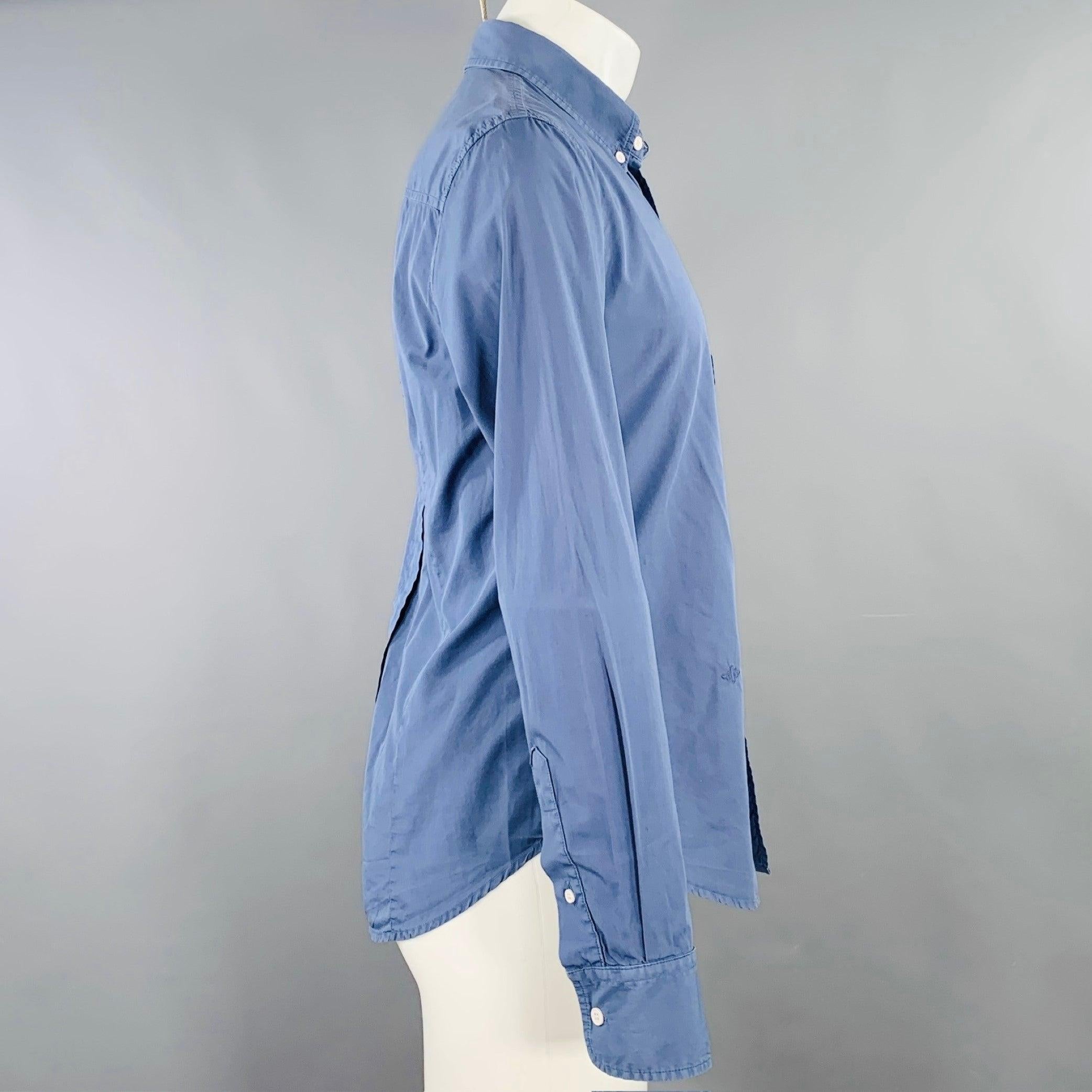BAND OF OUTSIDERS Size M Blue Cotton One Pocket Long Sleeve Shirt In Good Condition In San Francisco, CA
