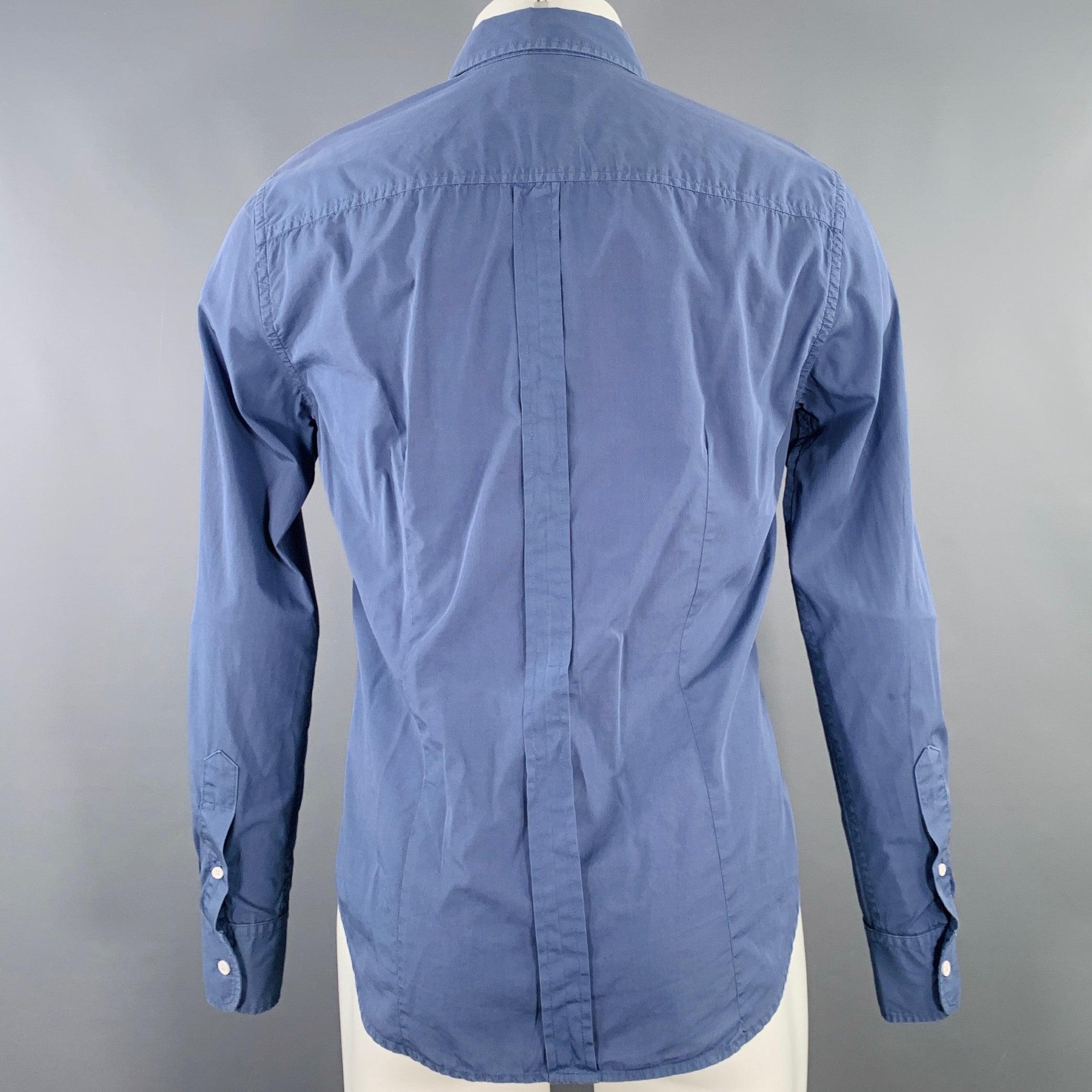Men's BAND OF OUTSIDERS Size M Blue Cotton One Pocket Long Sleeve Shirt