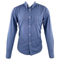 BAND OF OUTSIDERS Size M Blue Cotton One Pocket Long Sleeve Shirt