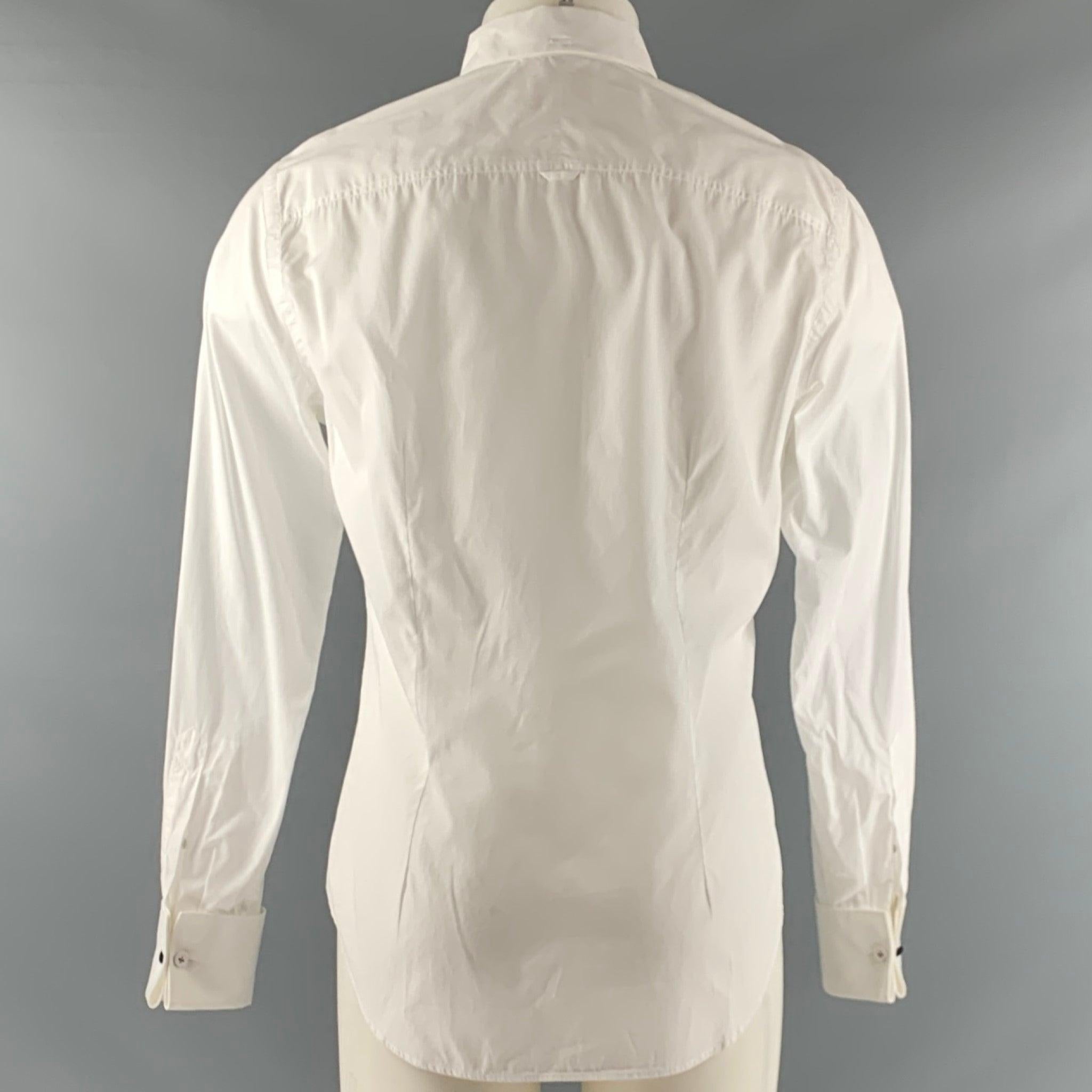 Men's BAND OF OUTSIDERS Size M White Cotton Tuxedo Long Sleeve Shirt For Sale