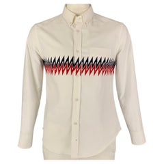 BAND OF OUTSIDERS Size M White Navy Cotton Long Sleeve Shirt