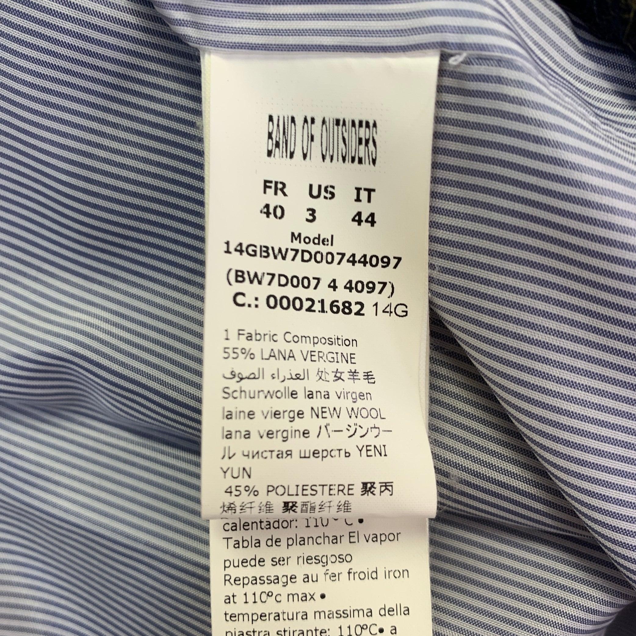 BAND OF OUTSIDERS Size S Blue Tan Wool Blend Plaid Rabbit Fur Collar Coat For Sale 5