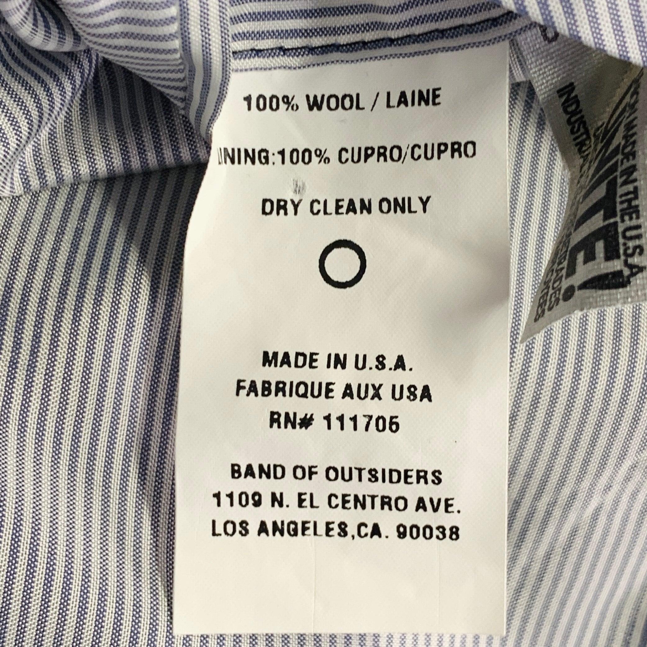 BAND OF OUTSIDERS Costume à revers échancré en laine sergée noire Taille XS en vente 7