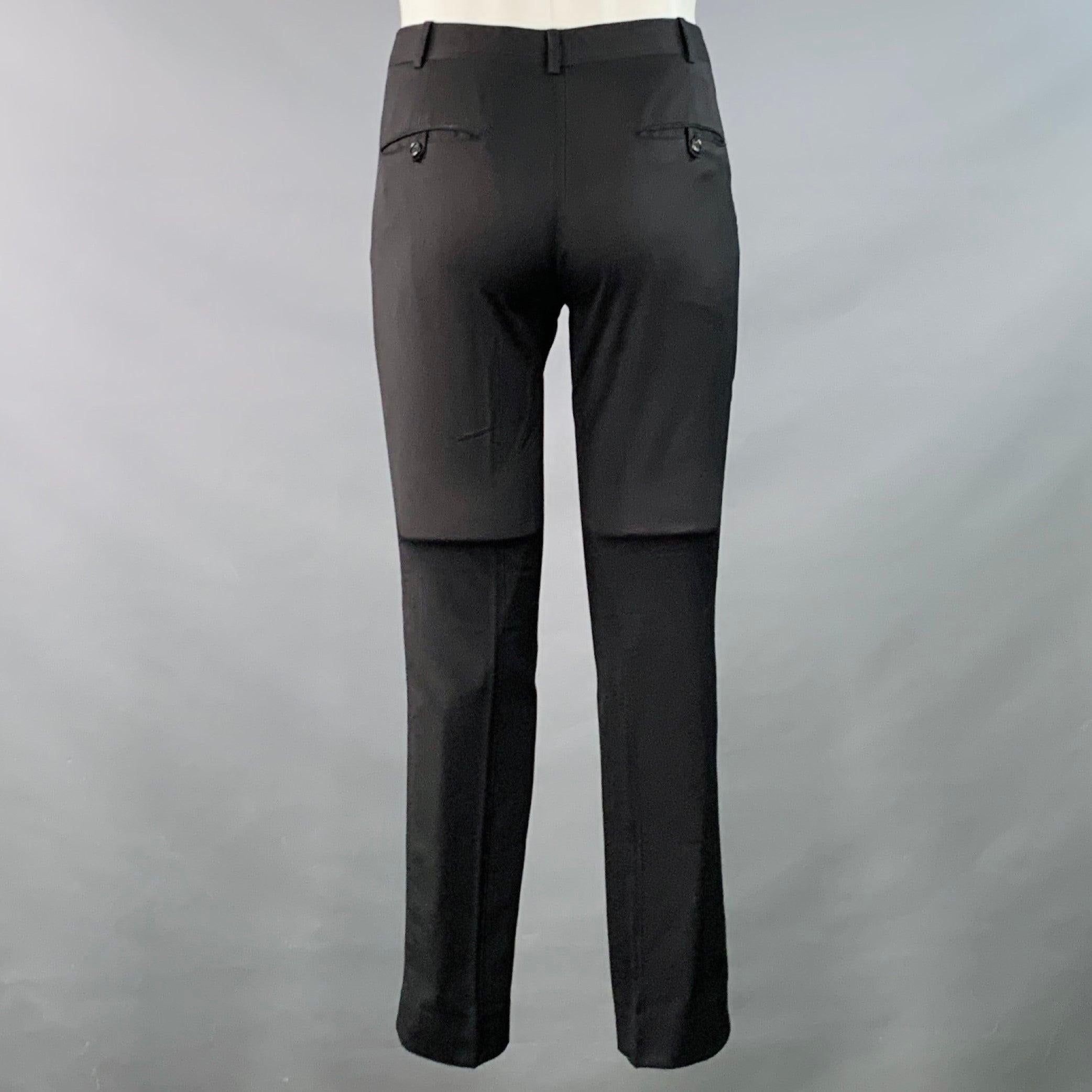 BAND OF OUTSIDERS Costume à revers échancré en laine sergée noire Taille XS en vente 1