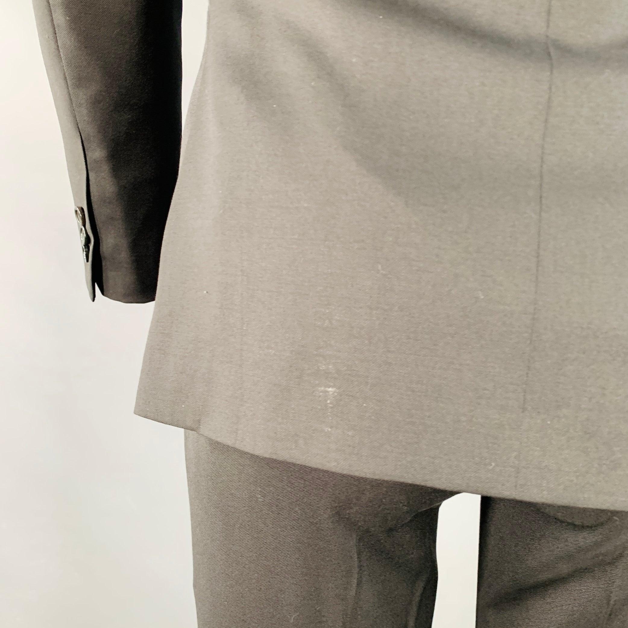 BAND OF OUTSIDERS Costume à revers échancré en laine sergée noire Taille XS en vente 3