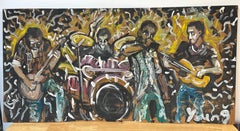 Band of Saints -Haloed Musicians- by Purvis Young (American, 1943–2010)