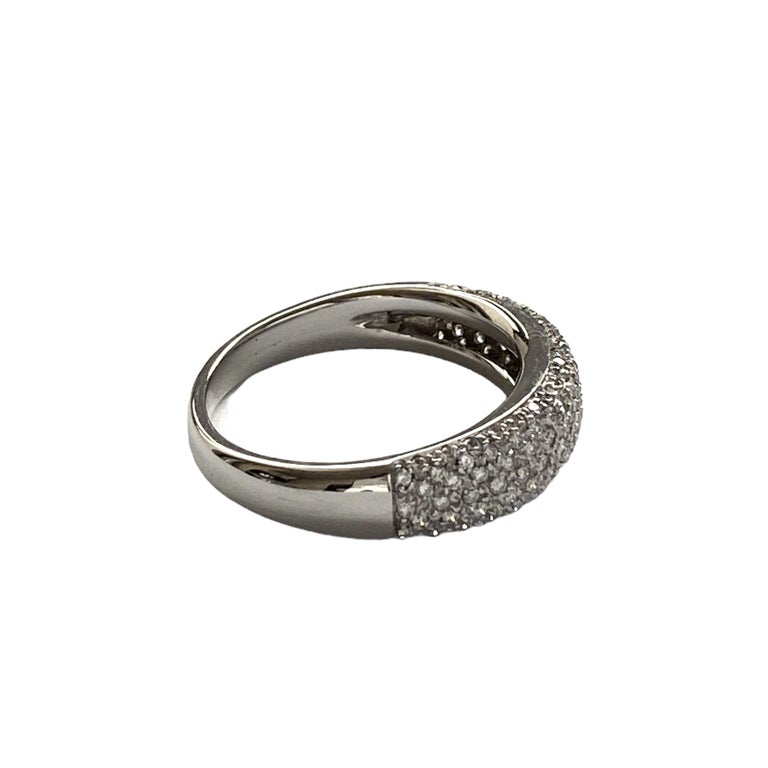 Modern Band Pavè Ring with Natural Diamonds, 18kt White Gold, Made in Italy, Vintage For Sale
