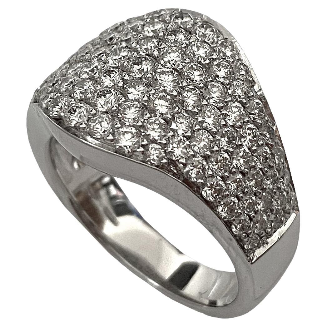Band Pavè Ring with Natural Diamonds, 18Kt White Gold, Made in Italy, Vintage