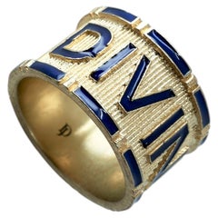 Band Ring Blue Enamel Gold Divine J Dauphin