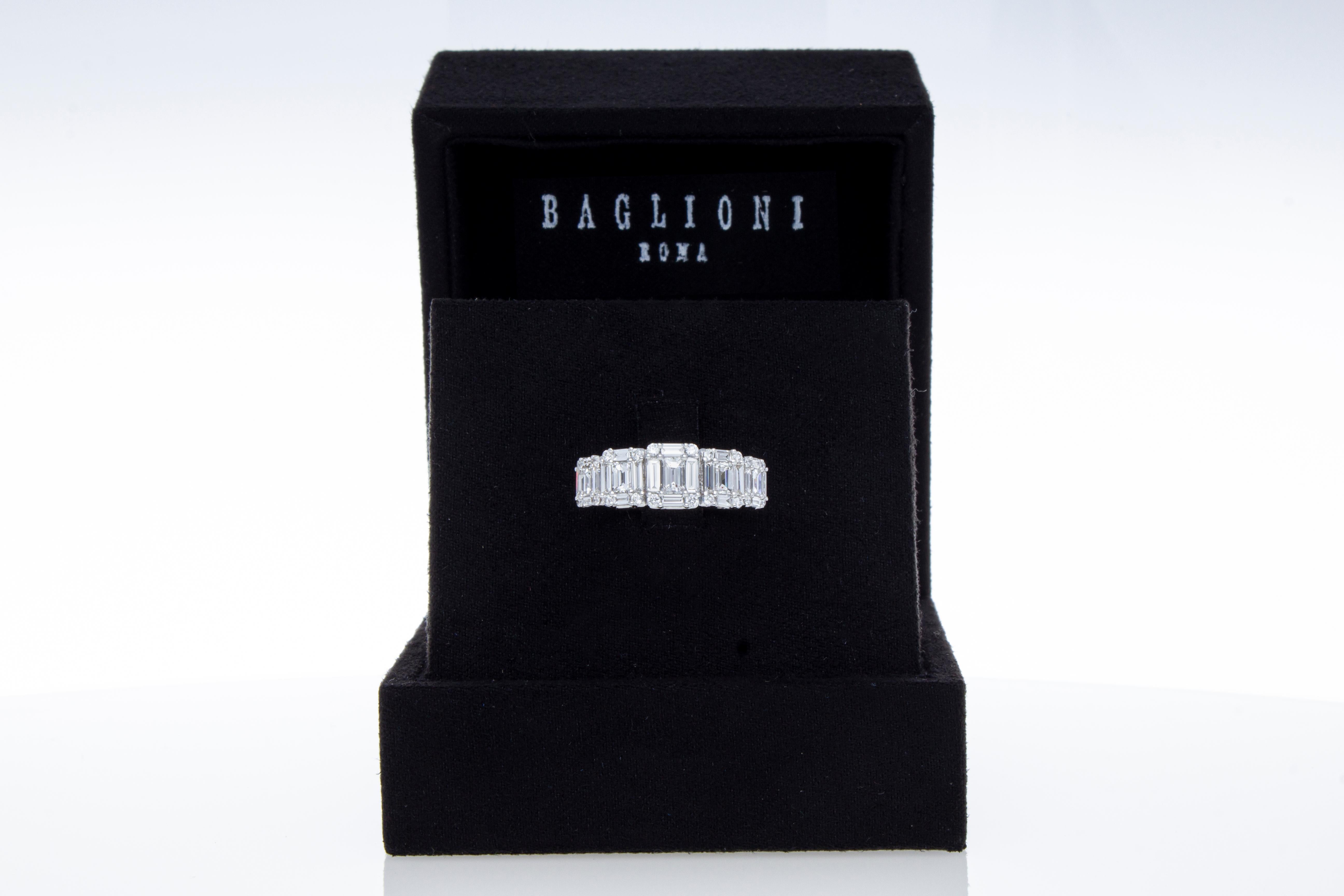 Verlobungsring mit Ct 1,47 Diamanten im Brillant- und Baguetteschliff (Moderne) im Angebot
