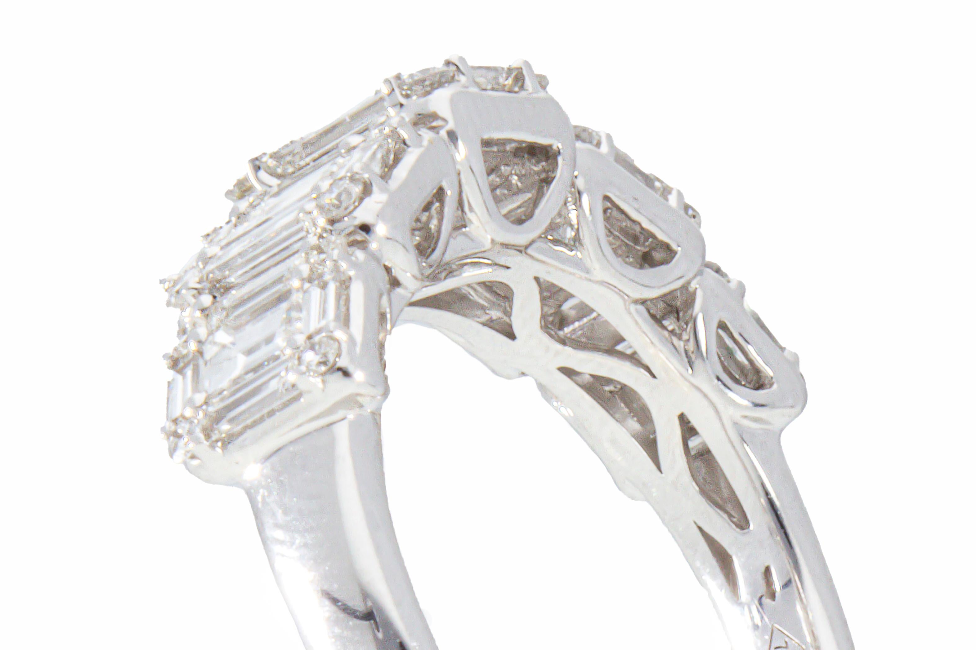 Verlobungsring mit Ct 1,47 Diamanten im Brillant- und Baguetteschliff 2