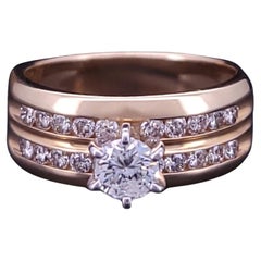 Anello a fascia in oro giallo 14K con diamanti