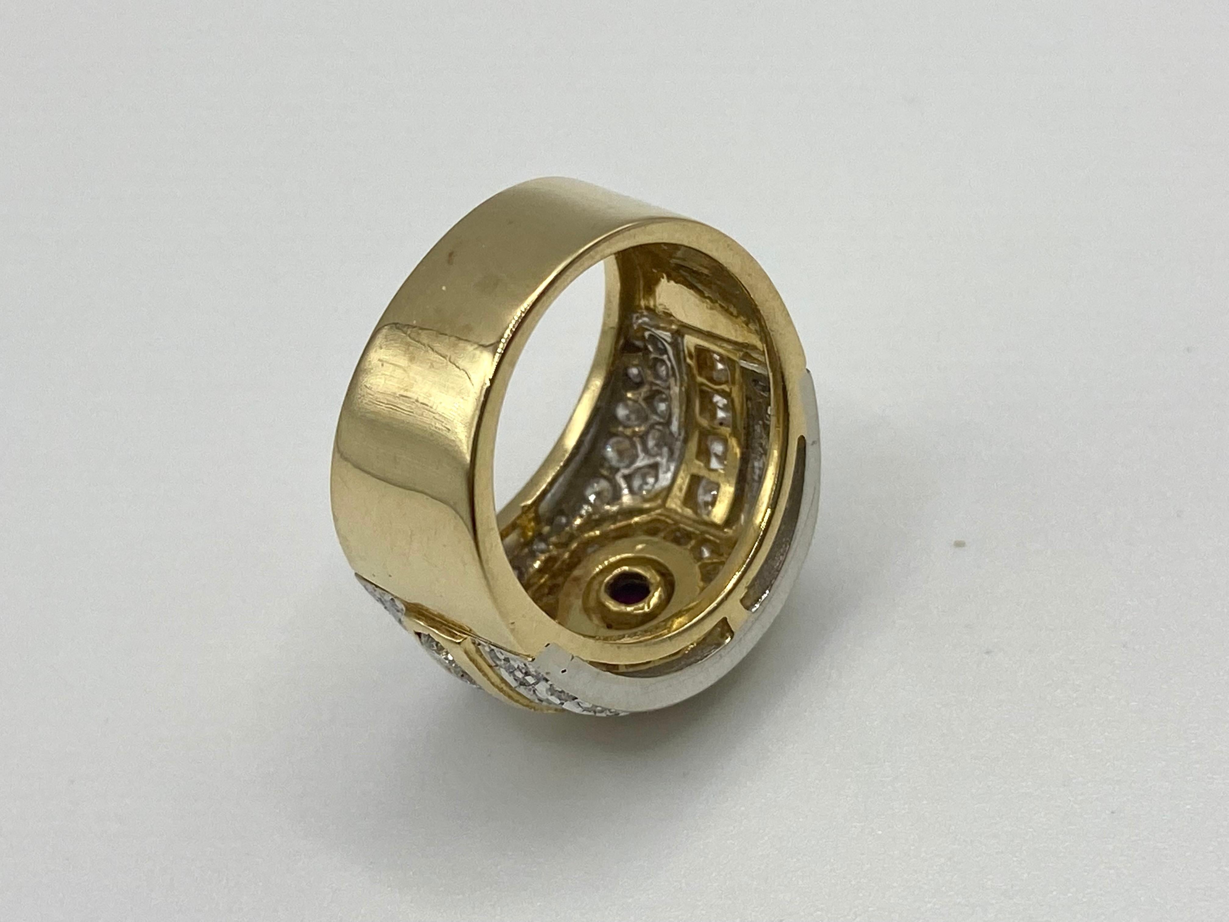 Band Ring in 18 Kt Gold, Ruby and Brilliant Cut Diamonds For Sale 4