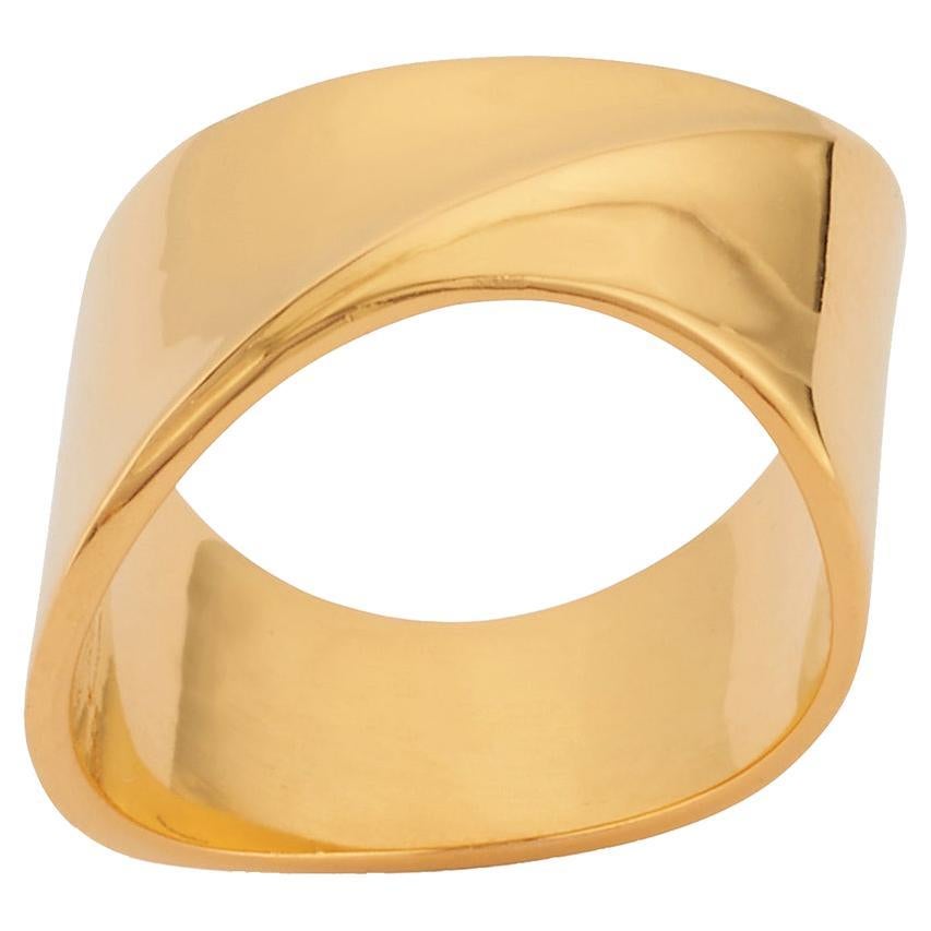Band Ring in Polished Gold Vermeil For Sale