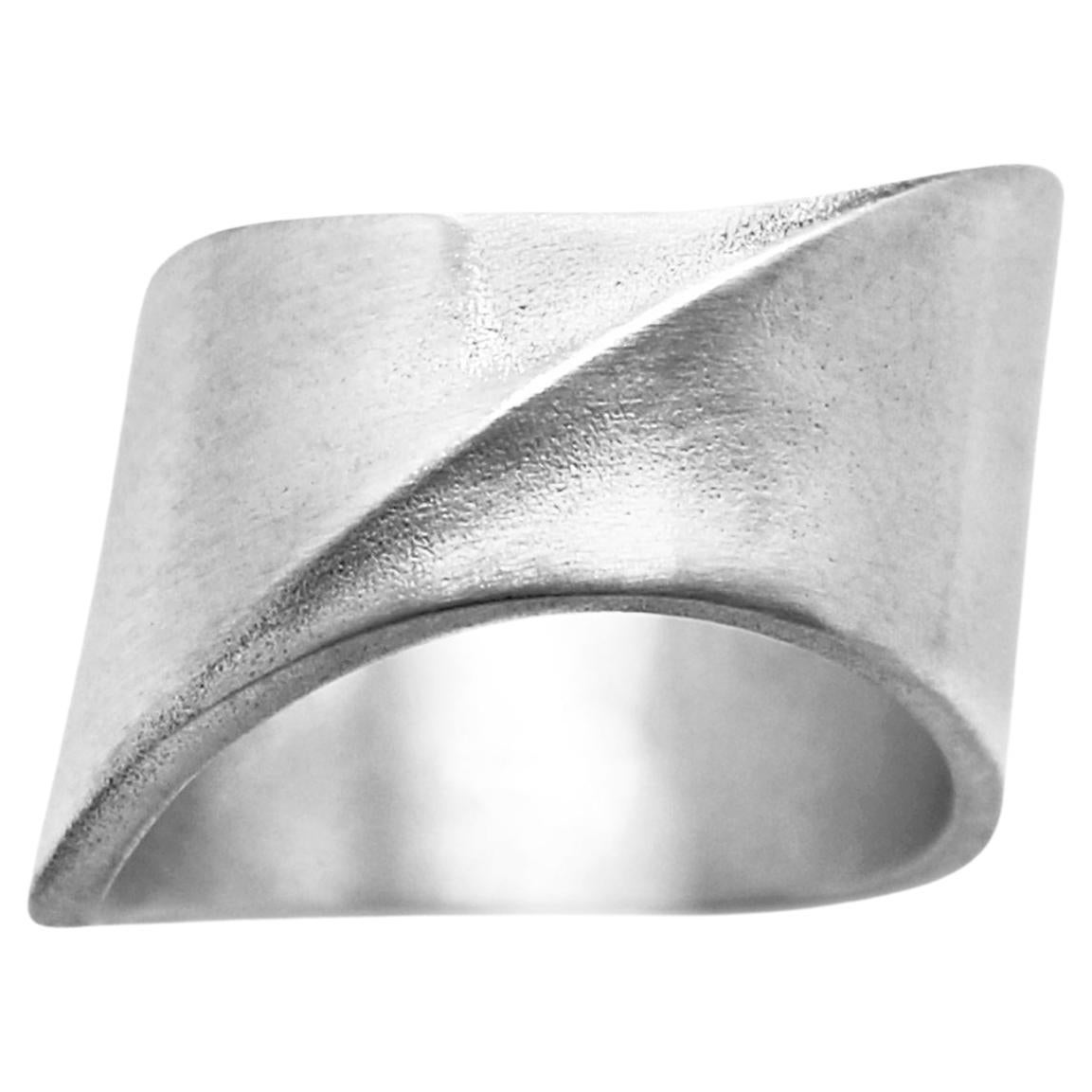 Band Ring in Satin Sterling Silver For Sale