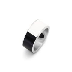 Band Ring in Sterling Silver and Enamel with Black Onyx