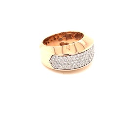 Band Ring Rose and White 18 Karat Gold Pave Setting Ring Made in Italy