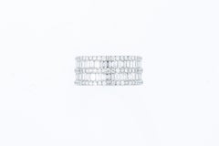 Band Ring with 2.03 Ct of Brilliant and Baguette Cut Diamonds, 18 Kt White Gold