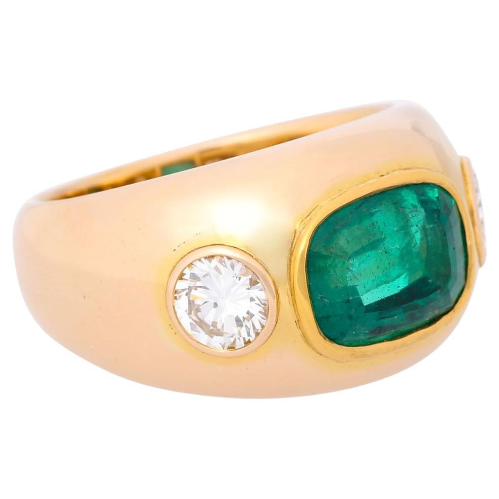 Band Ring with a Fine Emerald Approx. 5.52 Ct For Sale