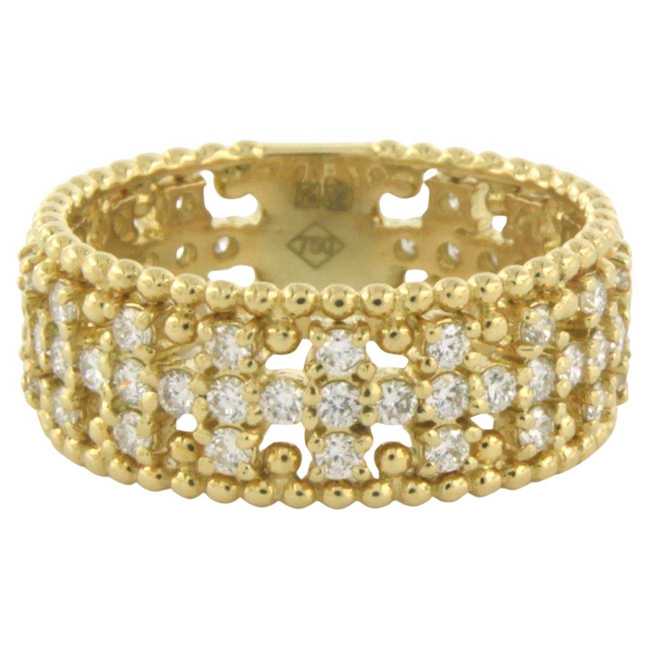 Band ring with brilliant cut diamonds up to 1.01ct 18k yellow gold