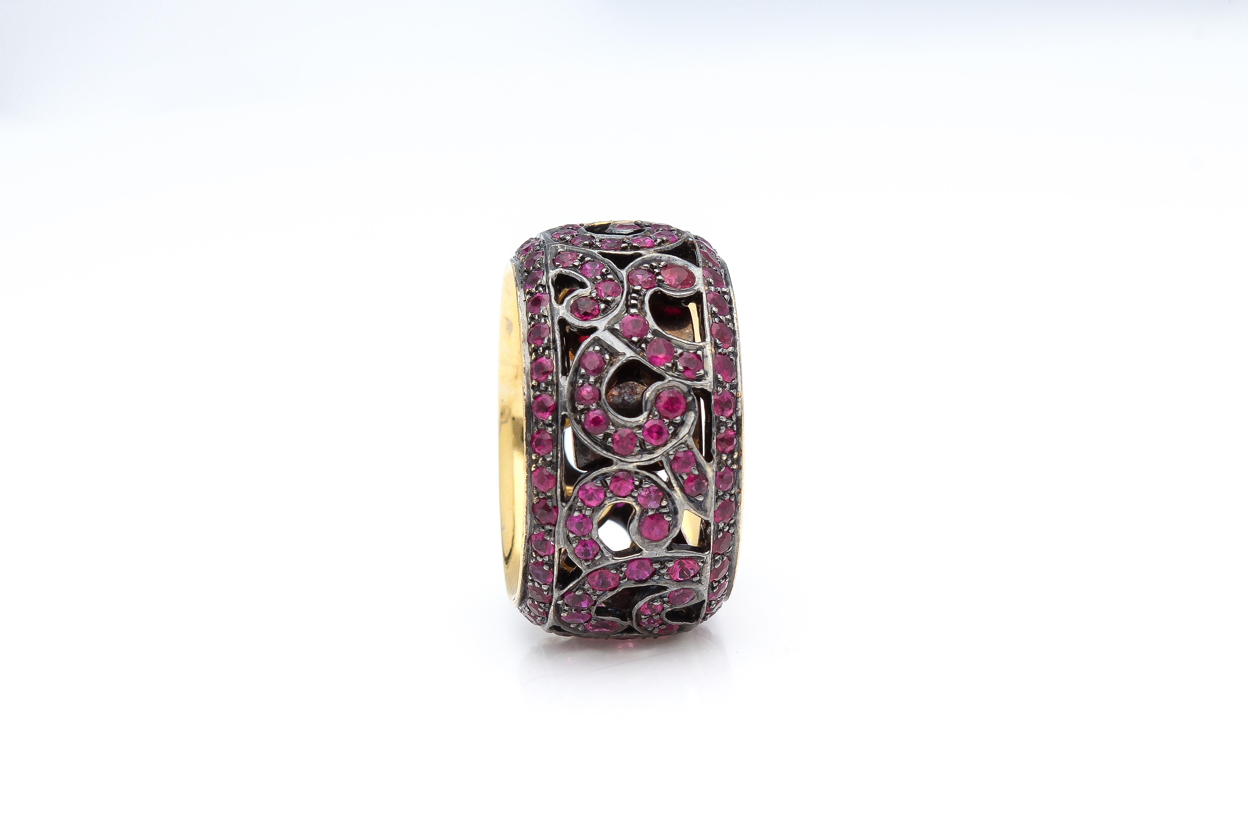 Eternity Band Ring with 4.13 ct of Rubies and 0.25 ct of Diamonds. Made in Italy For Sale 7