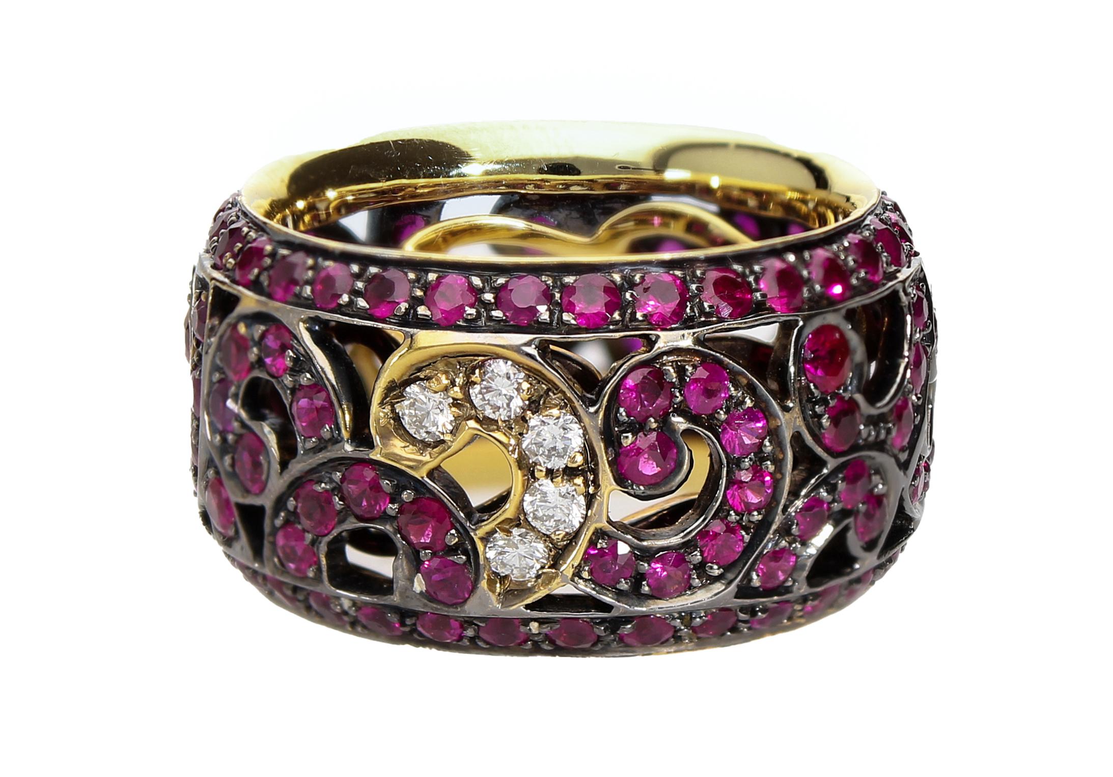 Eternity Band Ring with 4.13 ct of Rubies and 0.25 ct of Diamonds. Made in Italy For Sale 4