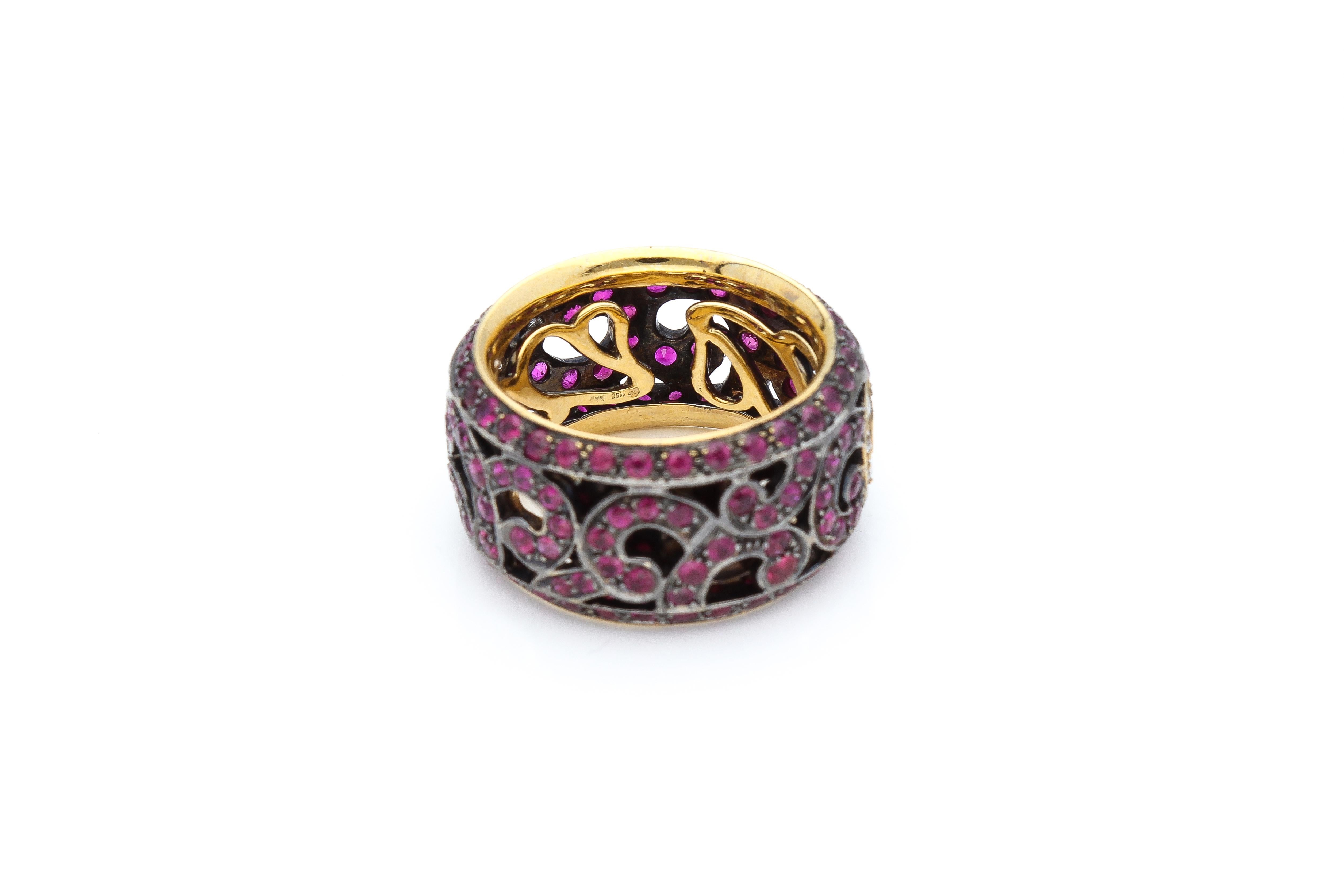 Eternity Band Ring with 4.13 ct of Rubies and 0.25 ct of Diamonds. Made in Italy For Sale 6