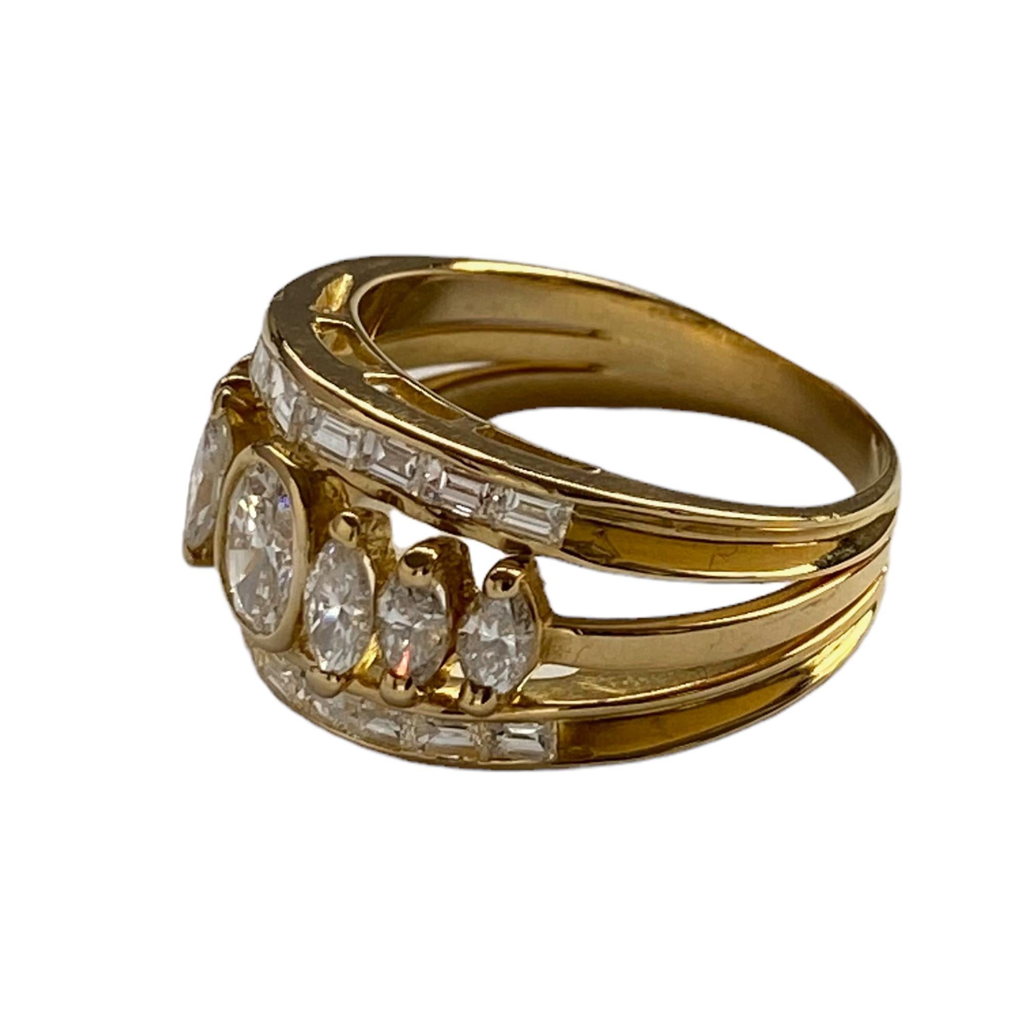 Oval Cut Special Band Ring with Natural White Diamonds - 18kt Yellow Gold 
