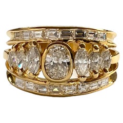 Special Band Ring with Natural White Diamonds - 18kt Yellow Gold 