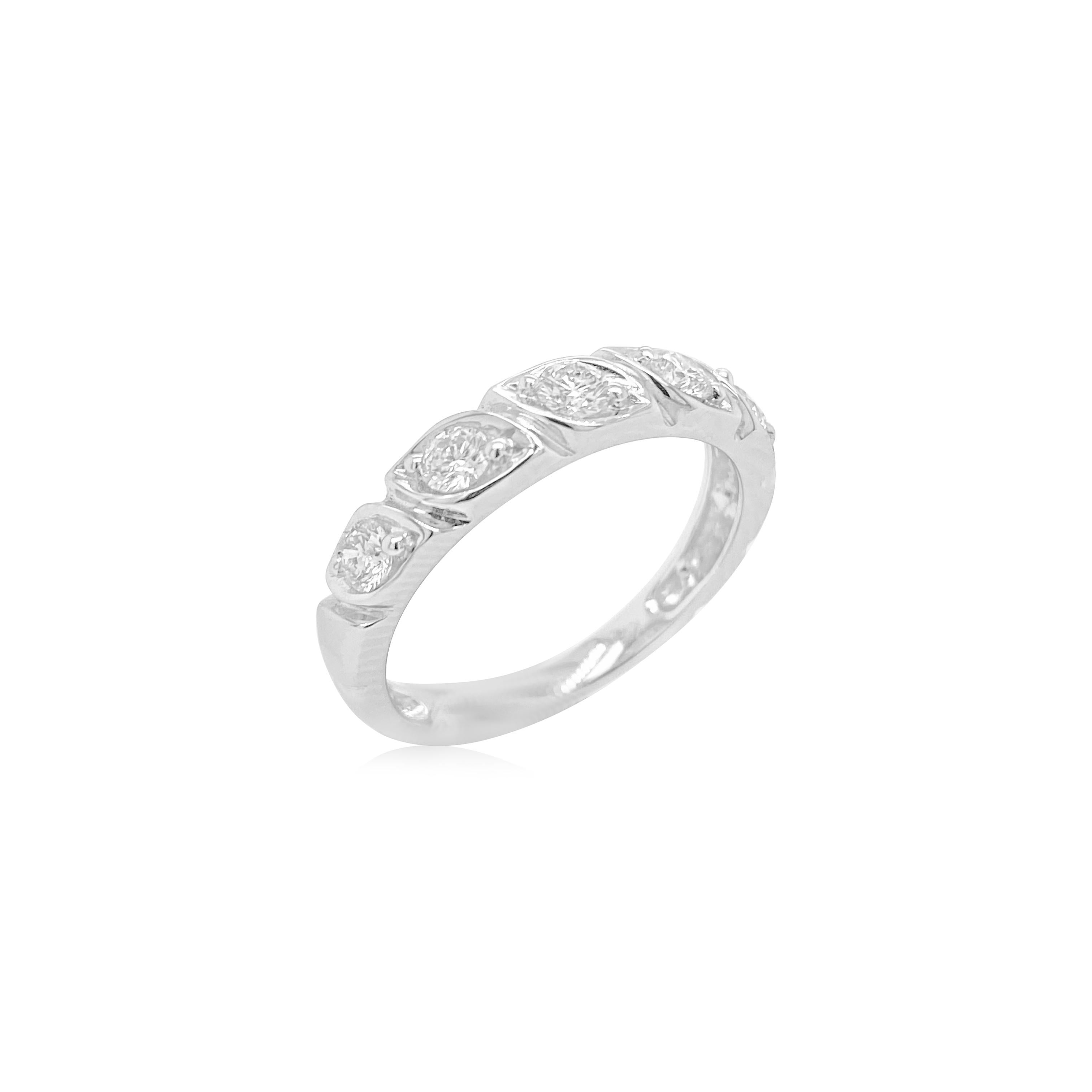 Contemporary Band ring with Round Brilliant Cut White Diamonds For Sale