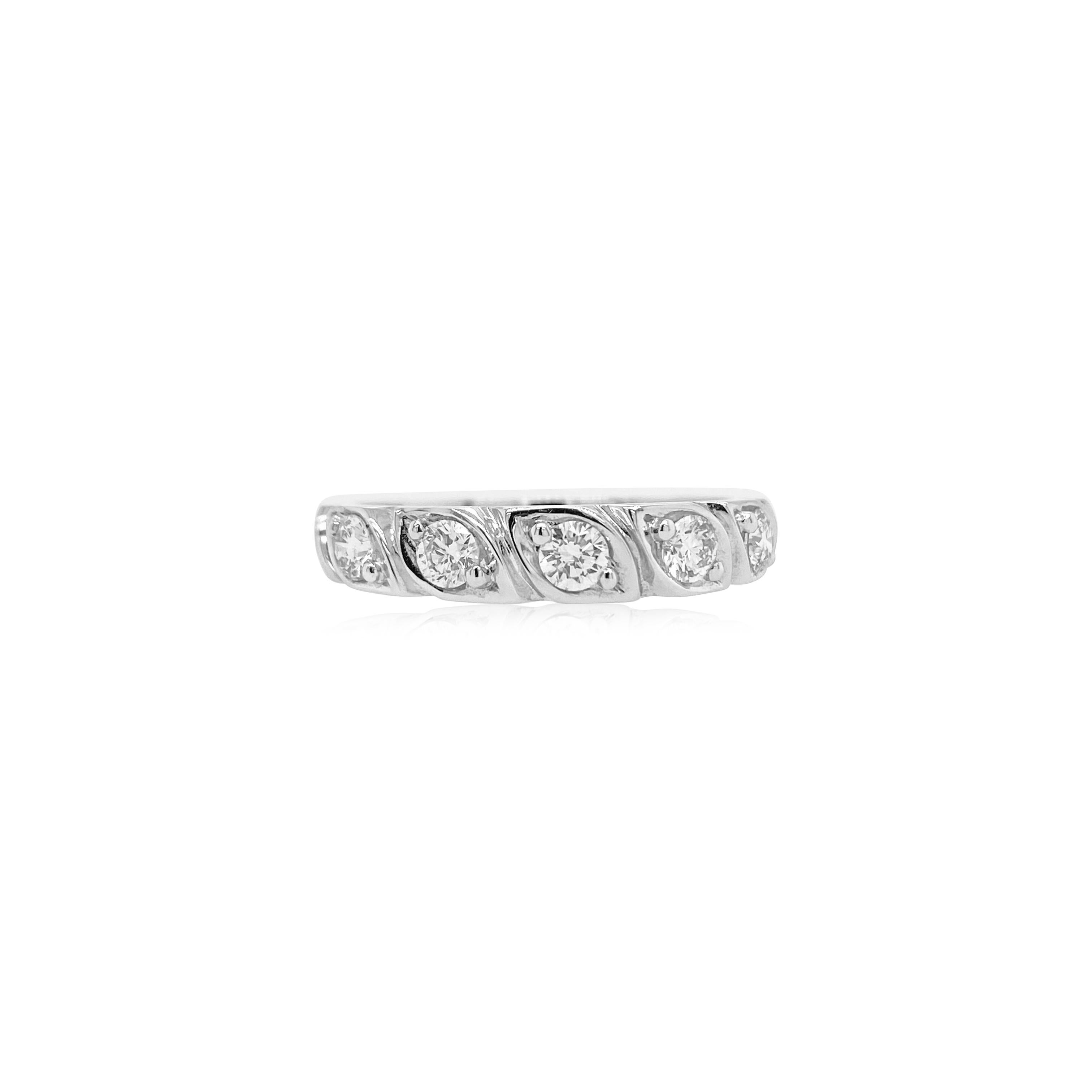 Round Cut Band ring with Round Brilliant Cut White Diamonds For Sale