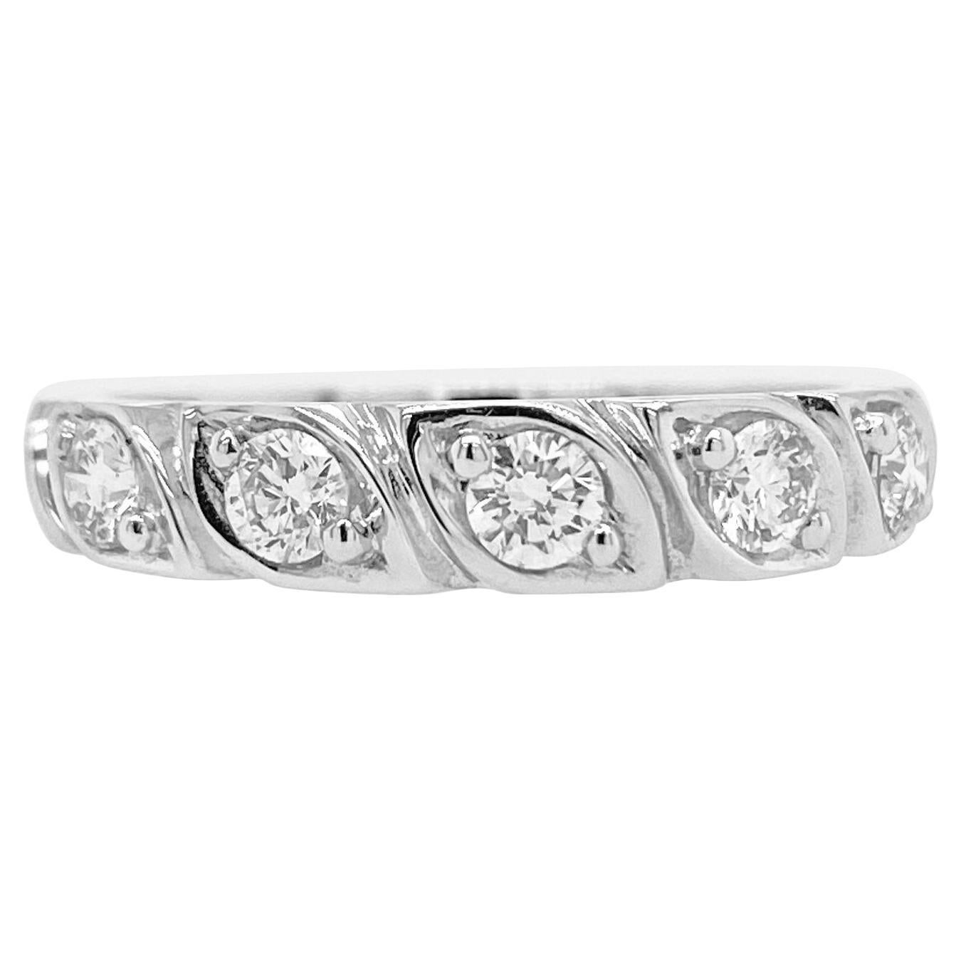 Band ring with Round Brilliant Cut White Diamonds For Sale