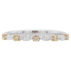 Band Ring with Yellow Diamonds and White Marquise Diamonds made in 18K Gold