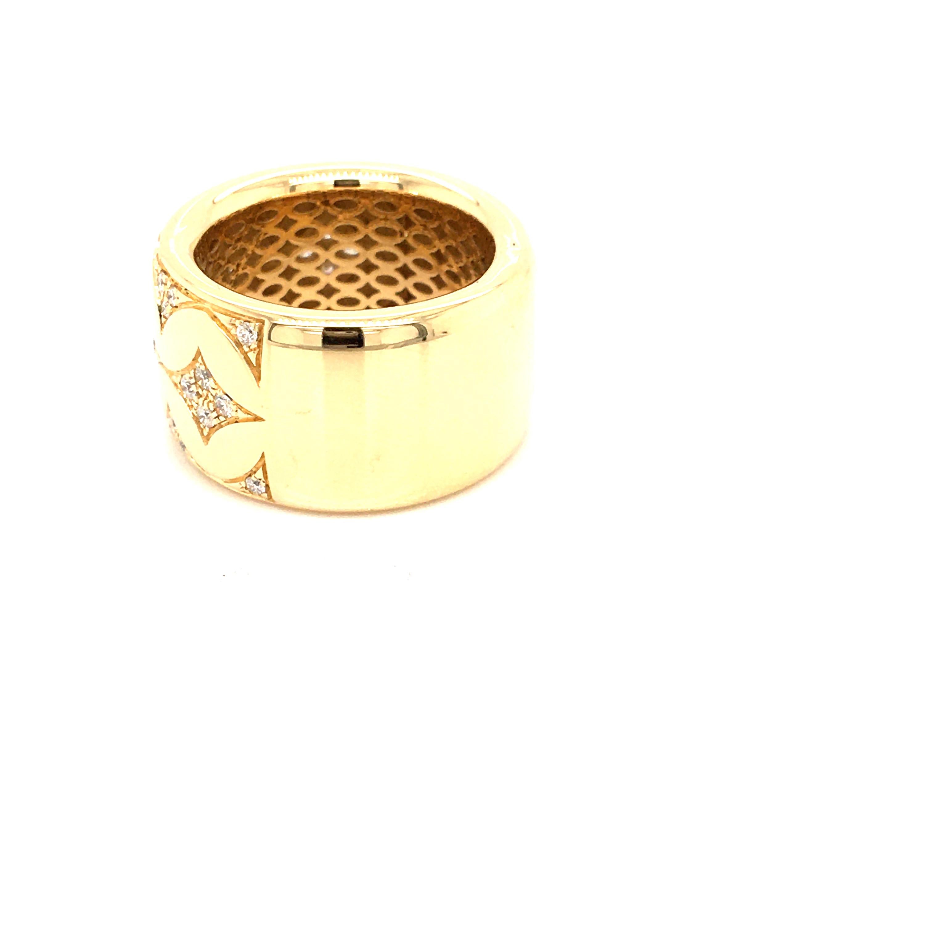 Band Ring Yellow Gold with Diamonds Made in Italy In New Condition For Sale In MIlan, IT