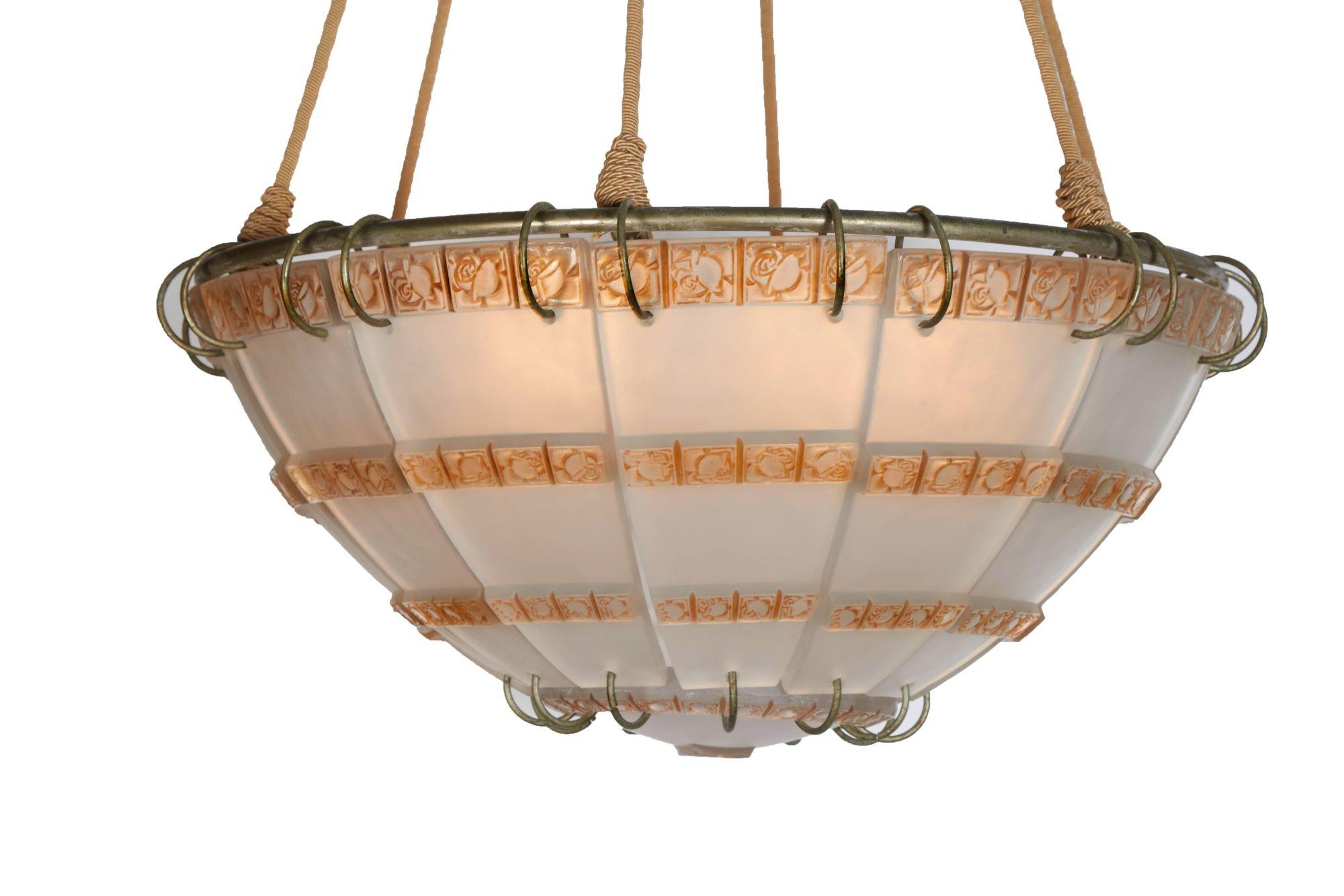 rene lalique bandes des roses chandelier