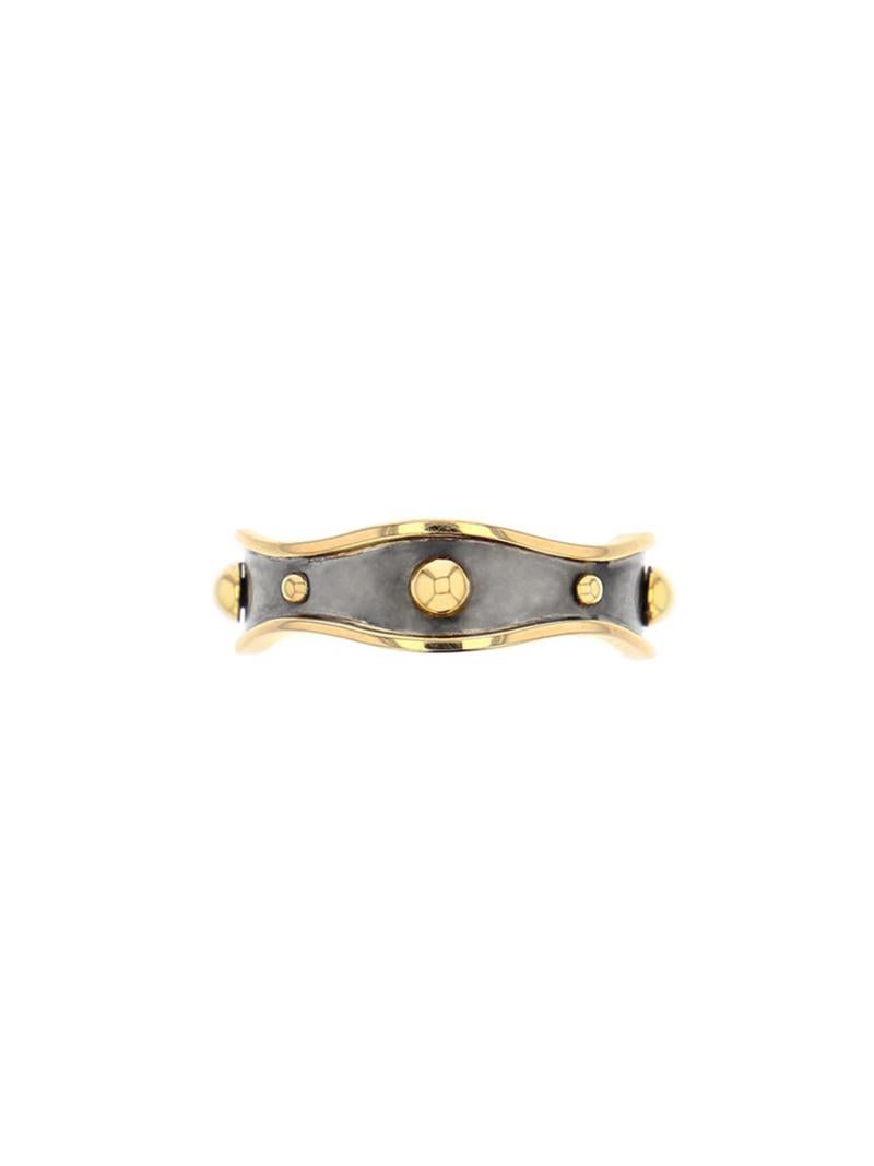 Bandeau Ring in 18k yellow gold by Elie Top. Patinated silver ring rail whose contours and claws are in yellow gold.