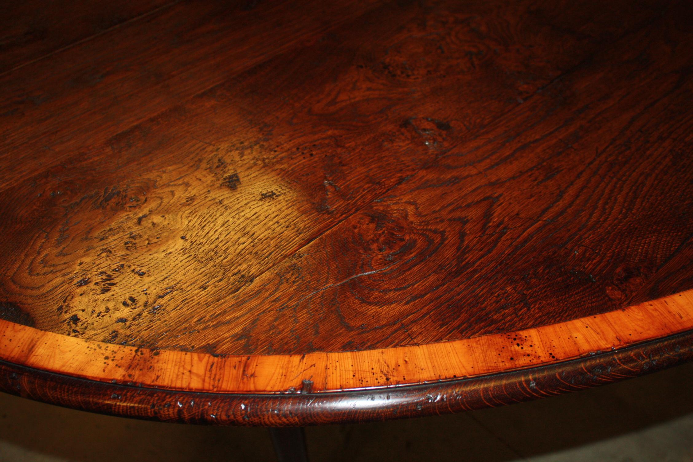 Banded Oval English Oak Padfoot Dinning Table For Sale 6