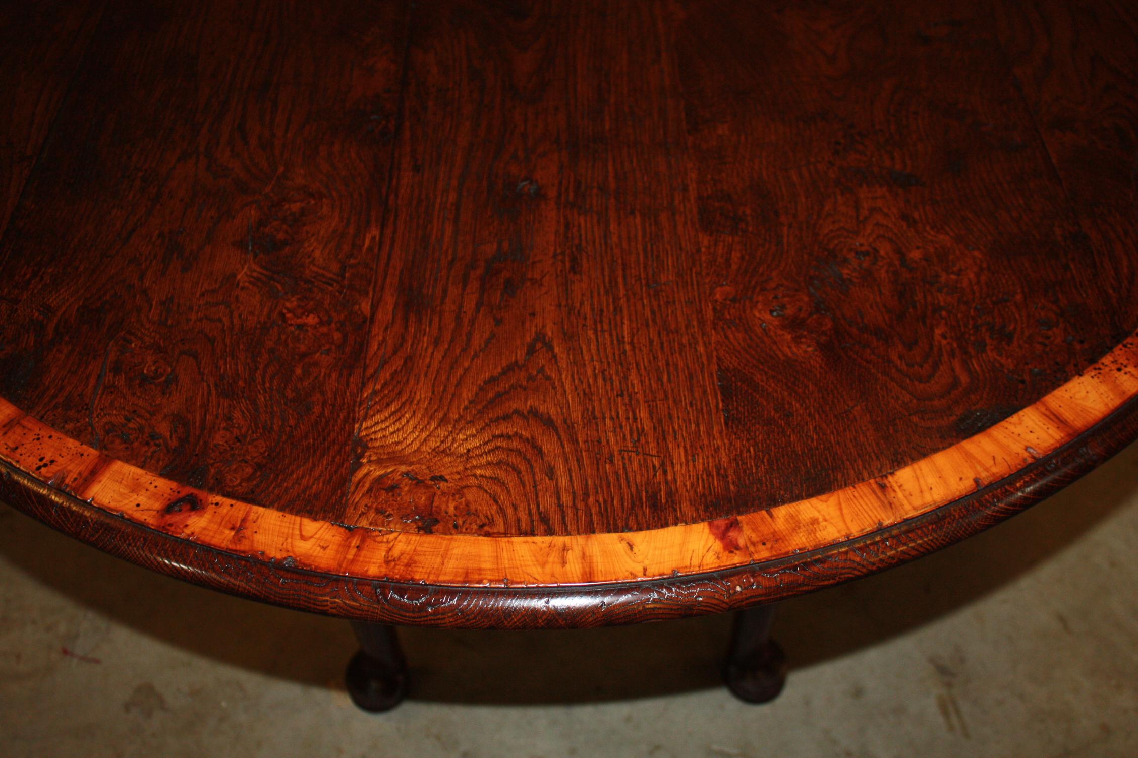 Banded Oval English Oak Padfoot Dinning Table For Sale 2