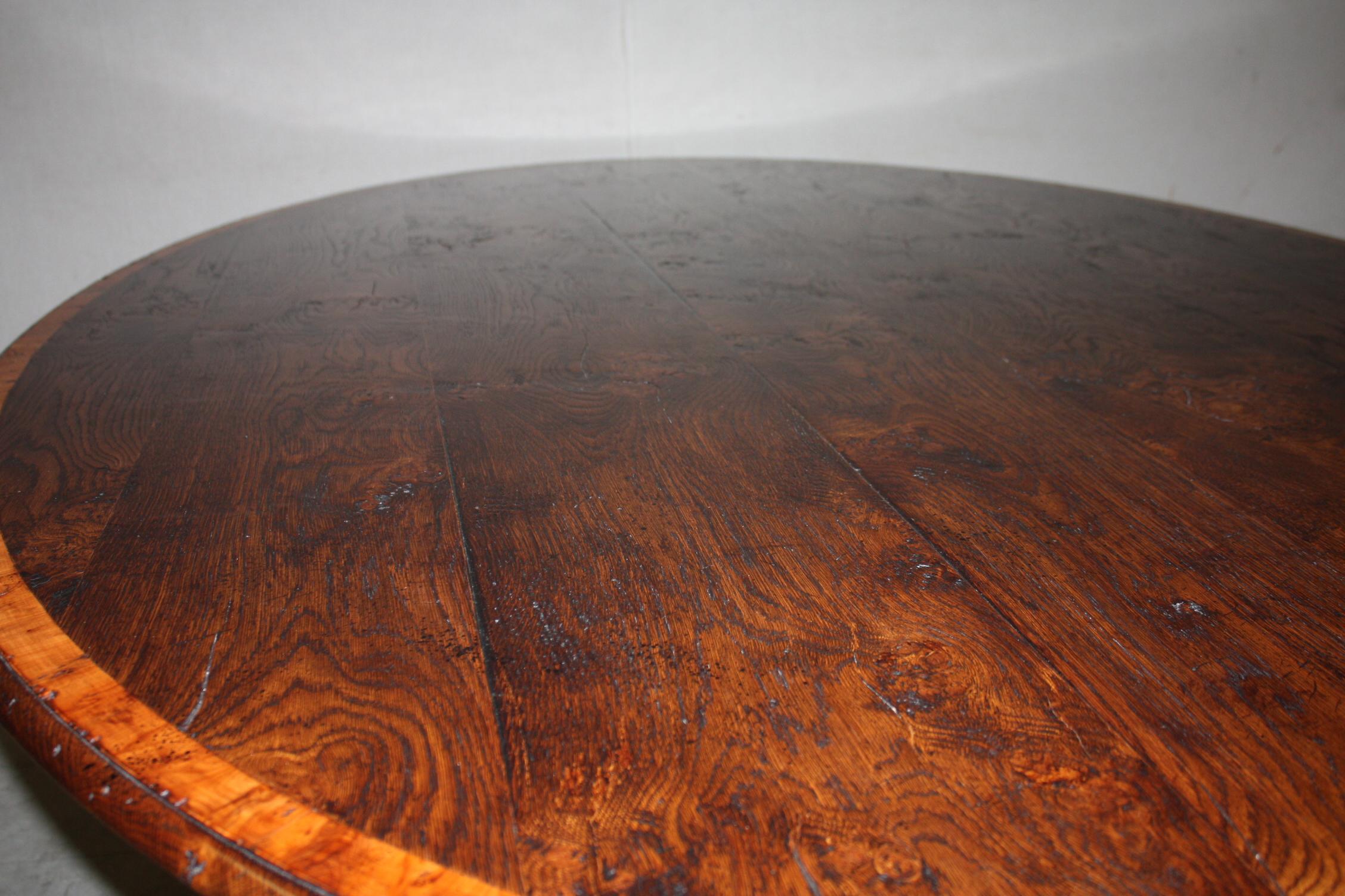 Banded Oval English Oak Padfoot Dinning Table For Sale 4