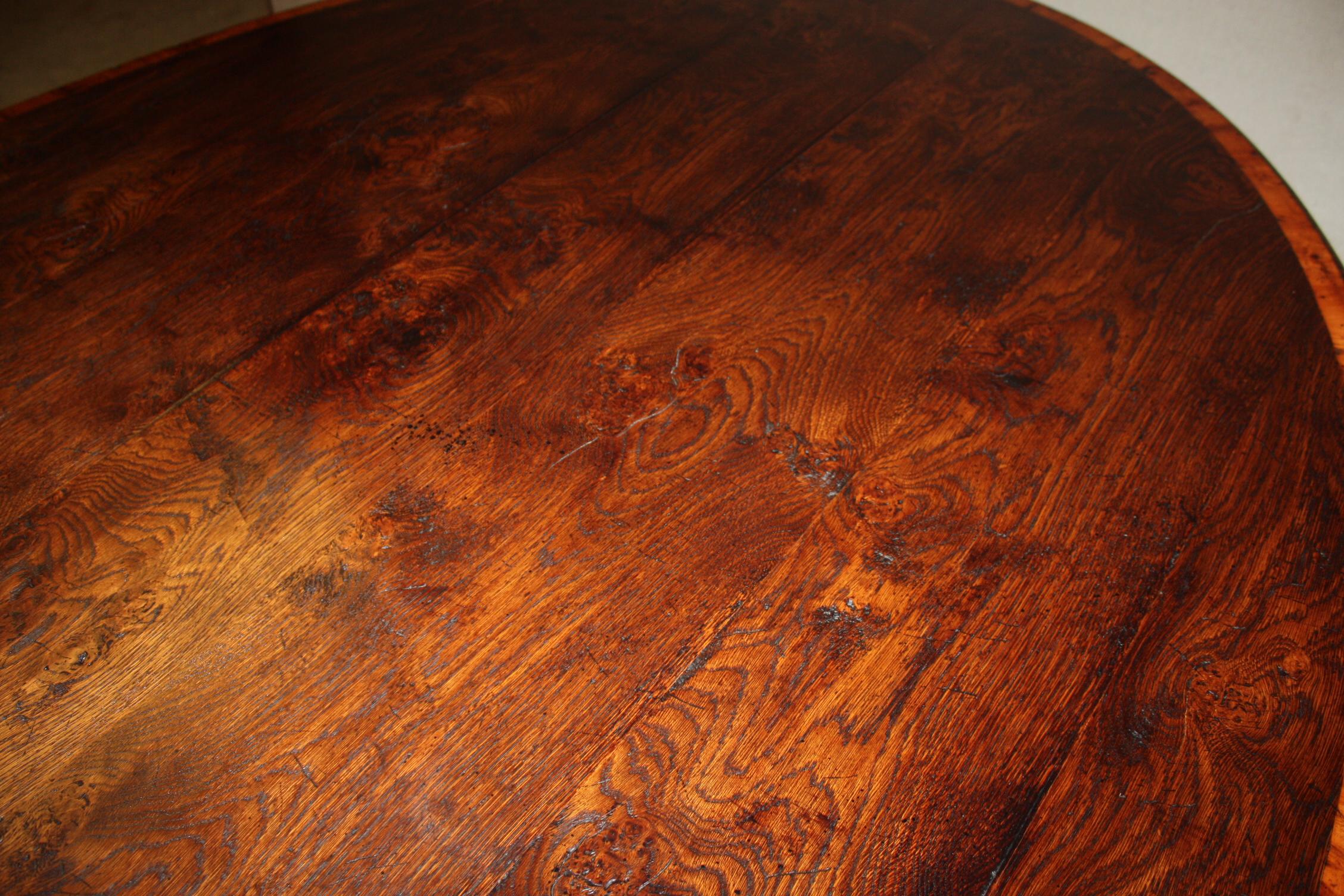 Banded Oval English Oak Padfoot Dinning Table For Sale 5