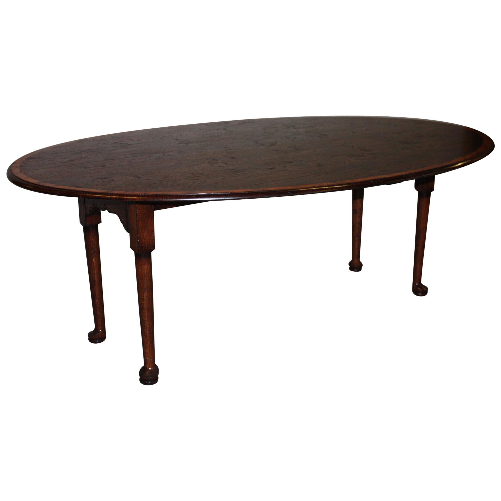 Banded Oval English Oak Padfoot Dinning Table For Sale