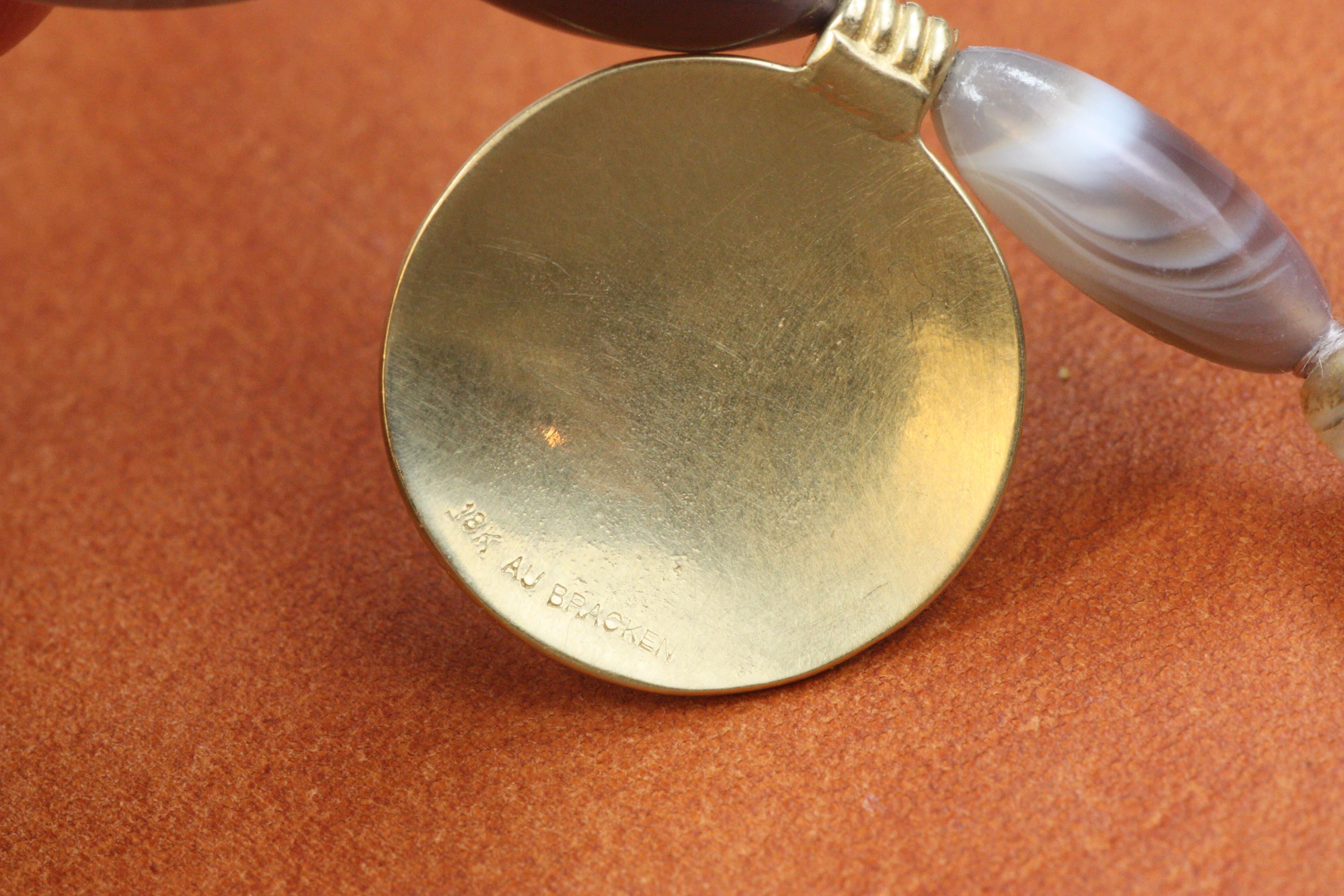 Collana a bande di agata e pepite d'oro con perline da 16
