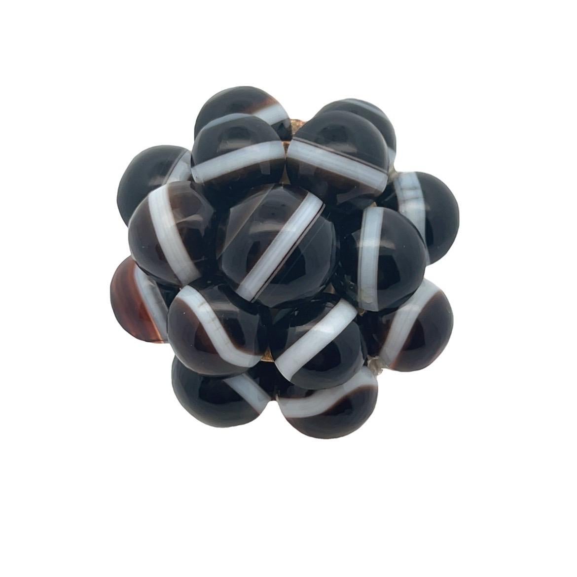 Conjunto de anillo y broche de ágata en banda en venta 4